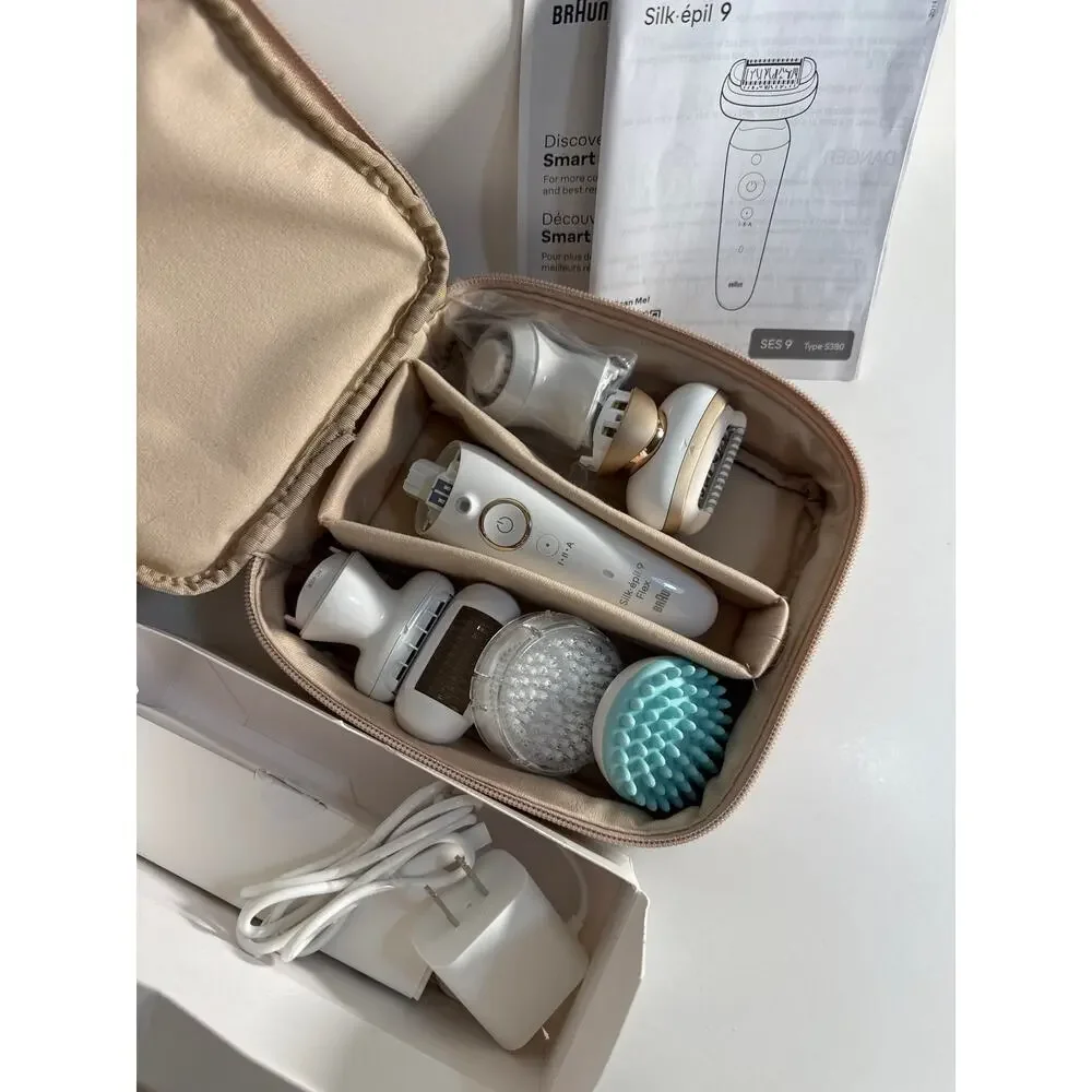 Braun Silk-epil 9 Flex SkinSpa Womens Epilator Set 8 Extras Open Box